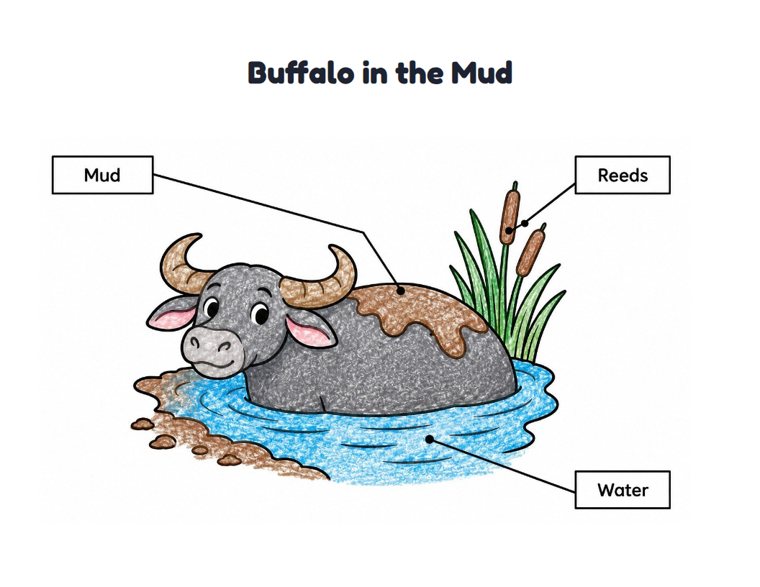 Buffalo in the Mud worksheet (Easy, Pre-K–K)