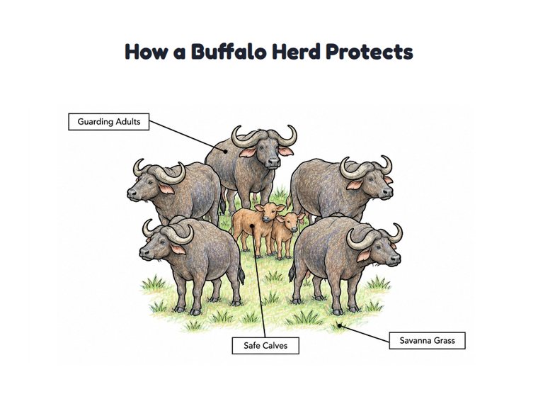 How a Buffalo Herd Protects worksheet (Medium, Grades 1–2)