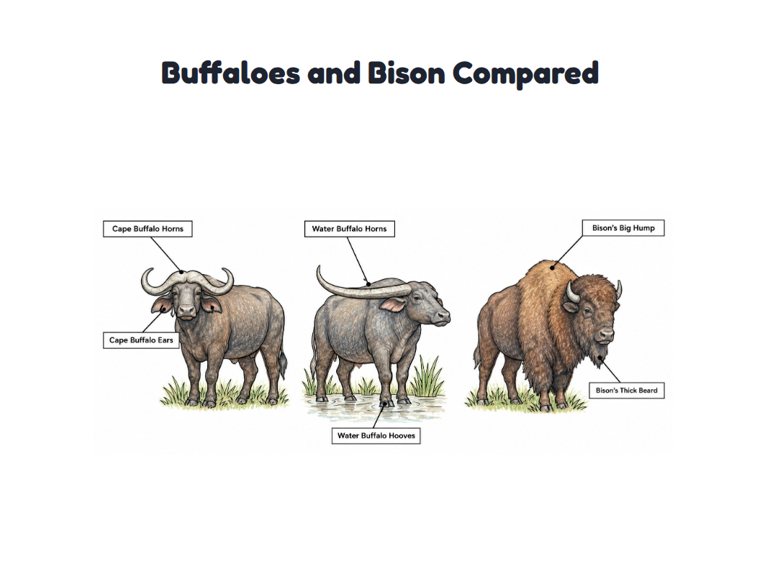 Buffaloes and Bison Compared worksheet (Hard, Grades 3–4)