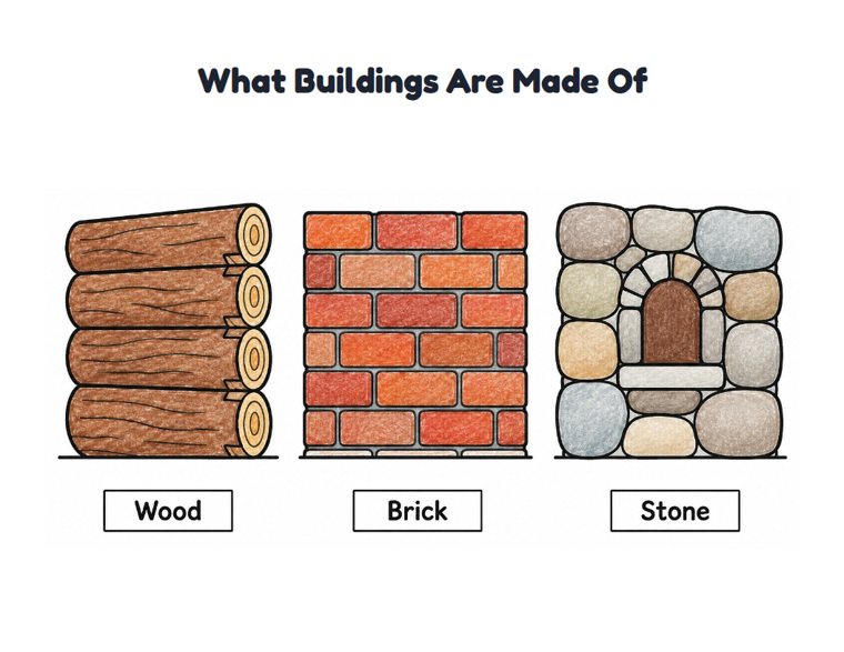 What Buildings Are Made Of worksheet (Easy, Pre-K–K)