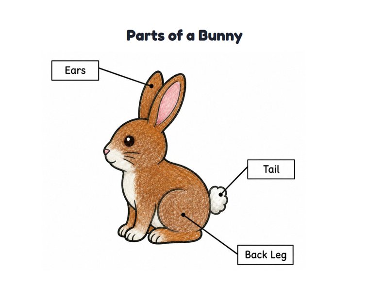 Parts of a Bunny worksheet (Easy, Pre-K–K)