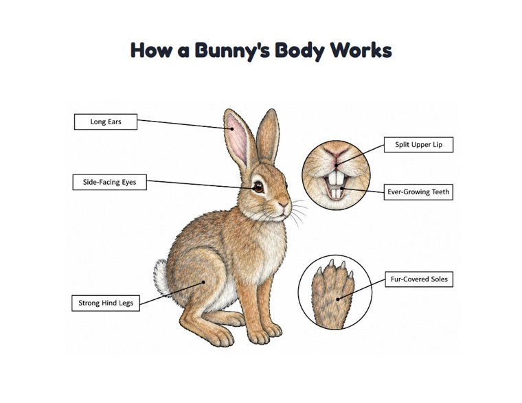 How a Bunny's Body Works worksheet (Hard, Grades 3–4)