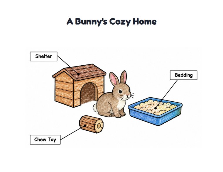 A Bunny's Cozy Home worksheet (Easy, Pre-K–K)