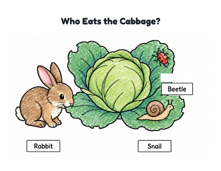 Who Eats the Cabbage? worksheet (Easy, Pre-K–K)