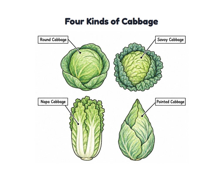 Four Kinds of Cabbage worksheet (Medium, Grades 1–2)