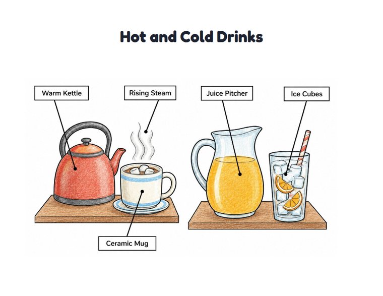 Hot and Cold Drinks worksheet (Medium, Grades 1–2)