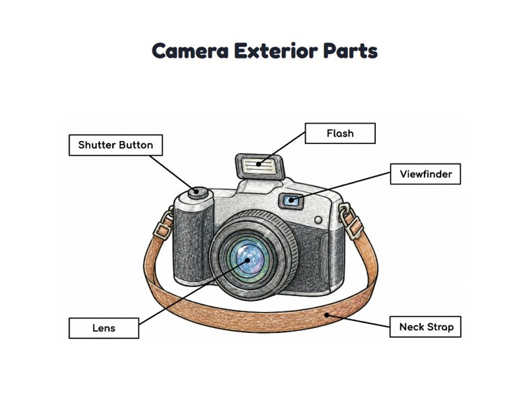 Camera Exterior Parts worksheet (Medium, Grades 1–2)
