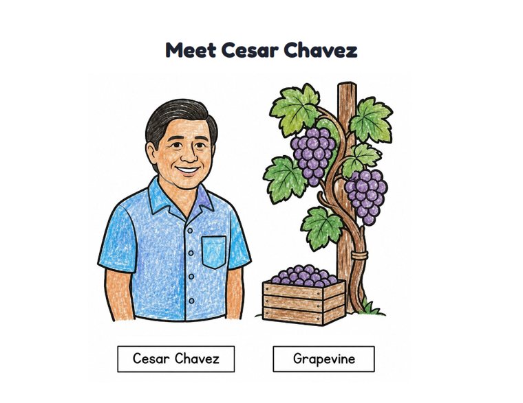 Meet Cesar Chavez worksheet (Easy, Pre-K–K)