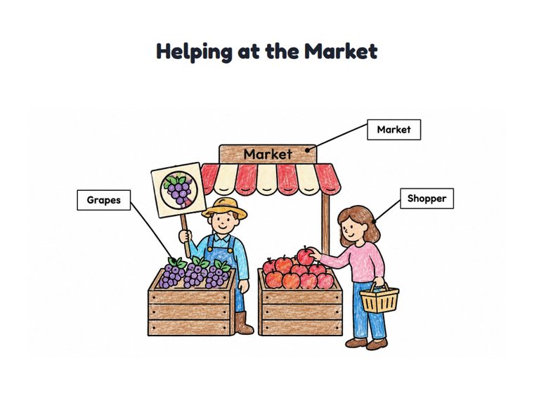 Helping at the Market worksheet (Easy, Pre-K–K)