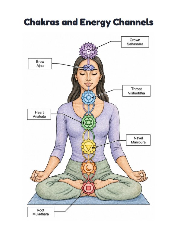 Chakras and Energy Channels worksheet (Hard, Grades 3–4)