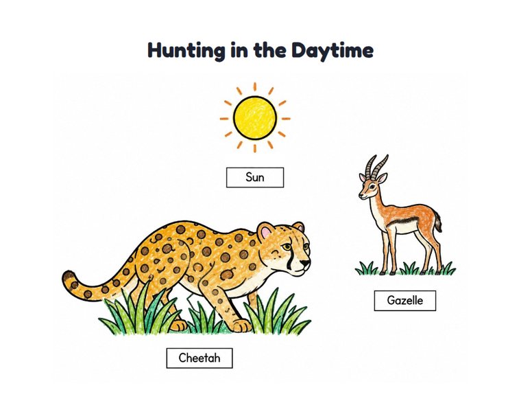 Hunting in the Daytime worksheet (Easy, Pre-K–K)
