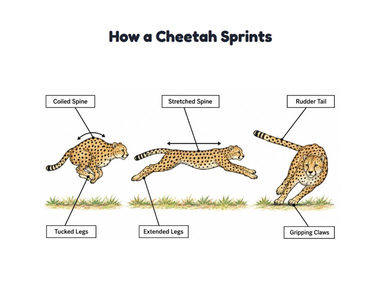 How a Cheetah Sprints worksheet (Hard, Grades 3–4)