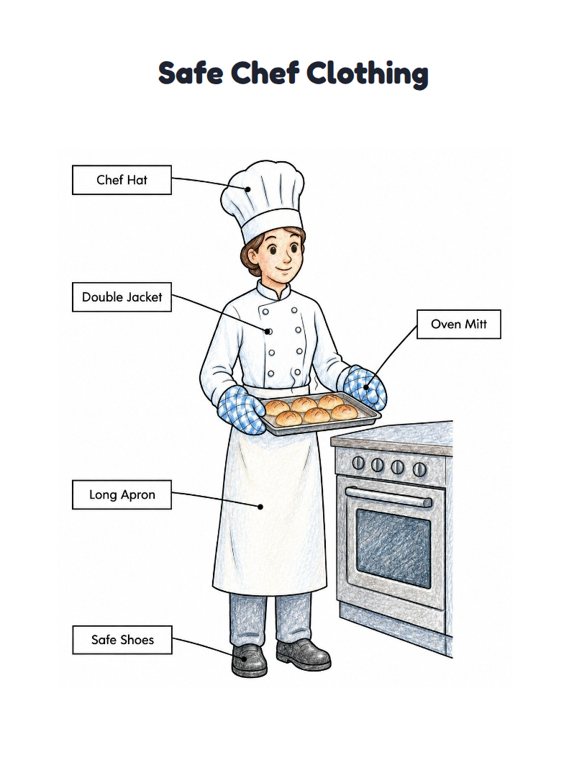 Safe Chef Clothing worksheet (Medium, Grades 1–2)