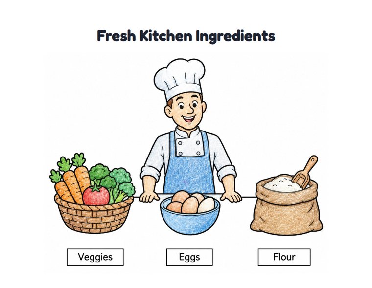 Fresh Kitchen Ingredients worksheet (Easy, Pre-K–K)
