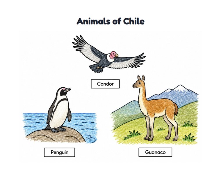 Animals of Chile worksheet (Easy, Pre-K–K)