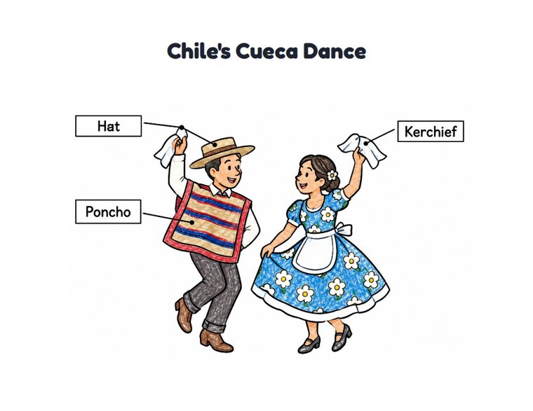 Chile's Cueca Dance worksheet (Easy, Pre-K–K)