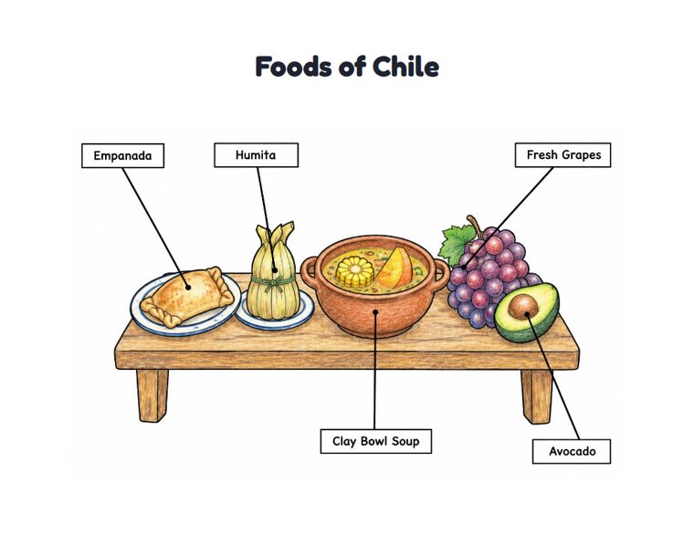 Foods of Chile worksheet (Medium, Grades 1–2)