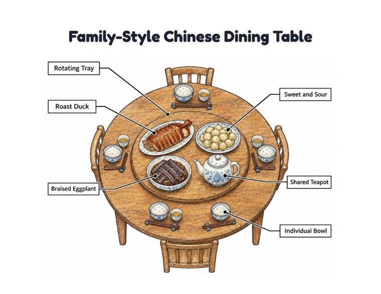 Family-Style Chinese Dining Table worksheet (Hard, Grades 3–4)