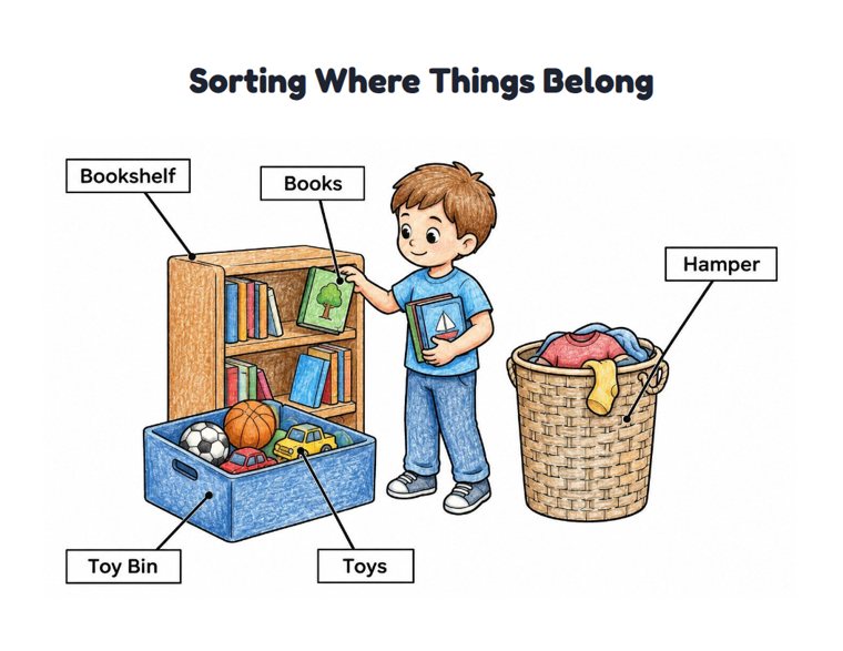 Sorting Where Things Belong worksheet (Medium, Grades 1–2)