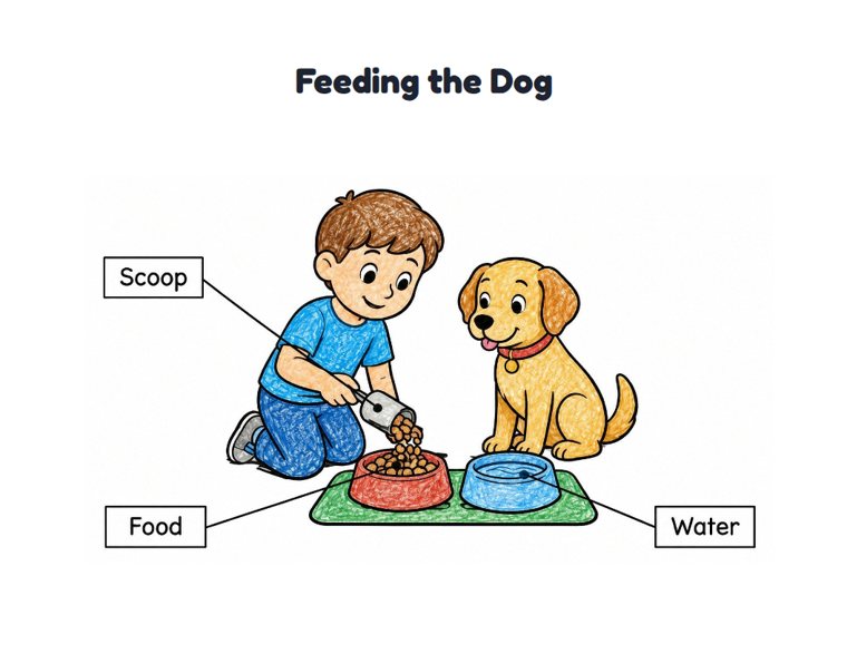 Feeding the Dog worksheet (Easy, Pre-K–K)