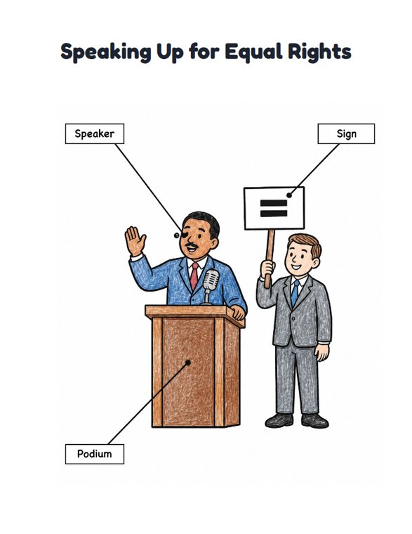 Speaking Up for Equal Rights worksheet (Easy, Pre-K–K)
