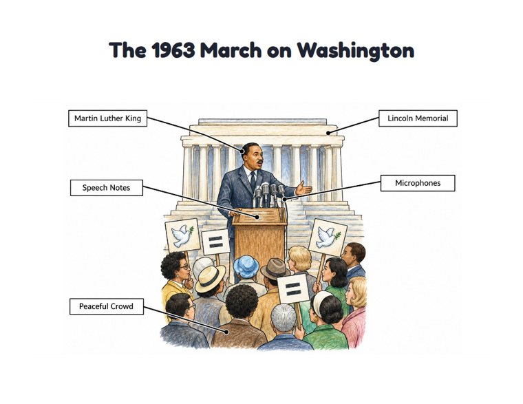 The 1963 March on Washington worksheet (Hard, Grades 3–4)