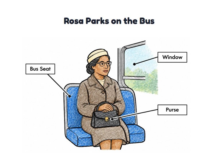Rosa Parks on the Bus worksheet (Easy, Pre-K–K)