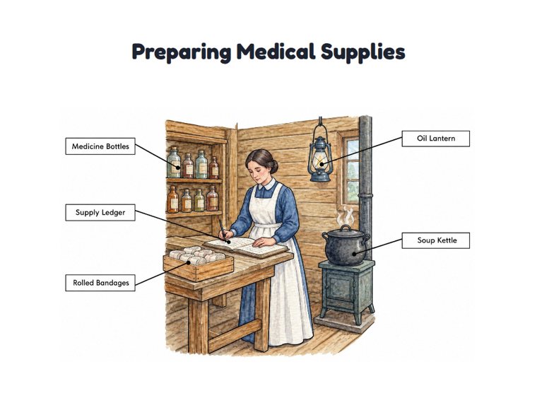Preparing Medical Supplies worksheet (Hard, Grades 3–4)