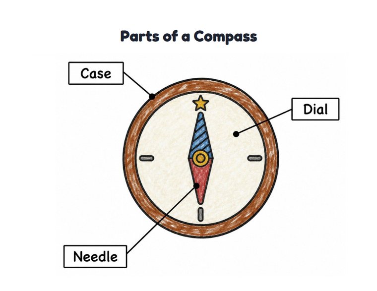 Parts of a Compass worksheet (Easy, Pre-K–K)