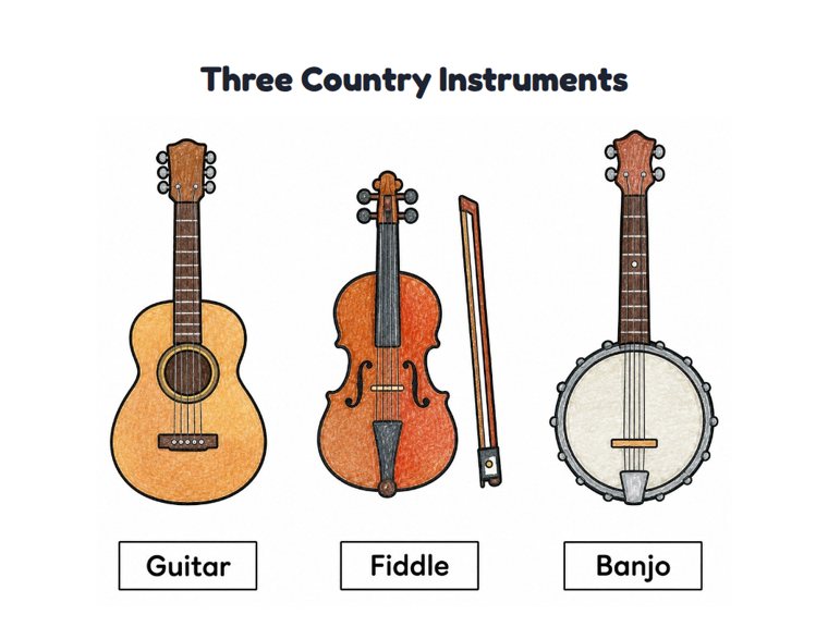 Three Country Instruments worksheet (Easy, Pre-K–K)