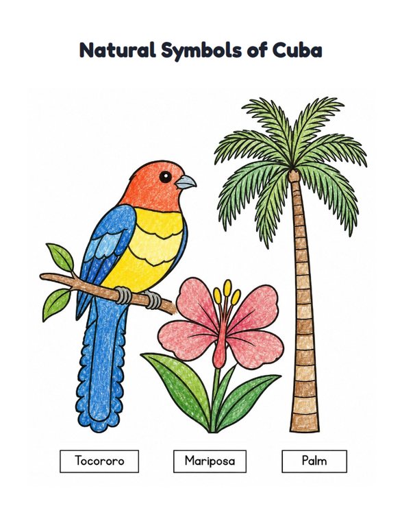 Natural Symbols of Cuba worksheet (Easy, Pre-K–K)