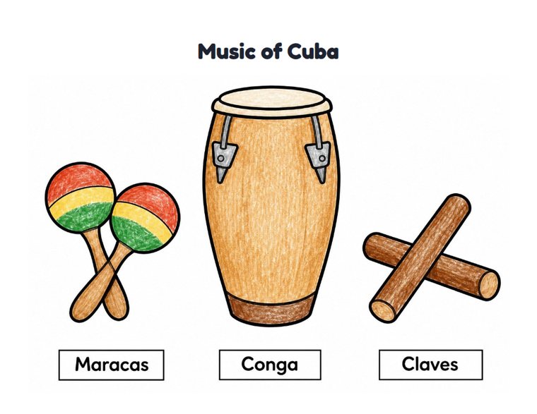 Music of Cuba worksheet (Easy, Pre-K–K)