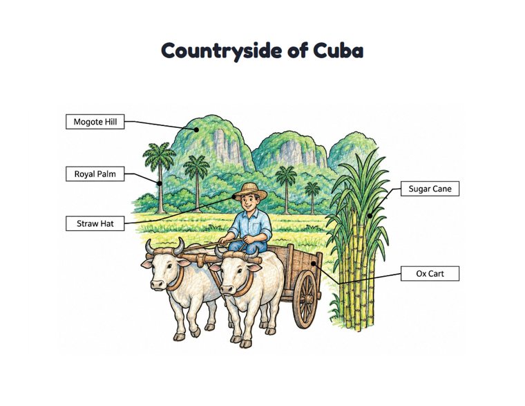 Countryside of Cuba worksheet (Medium, Grades 1–2)