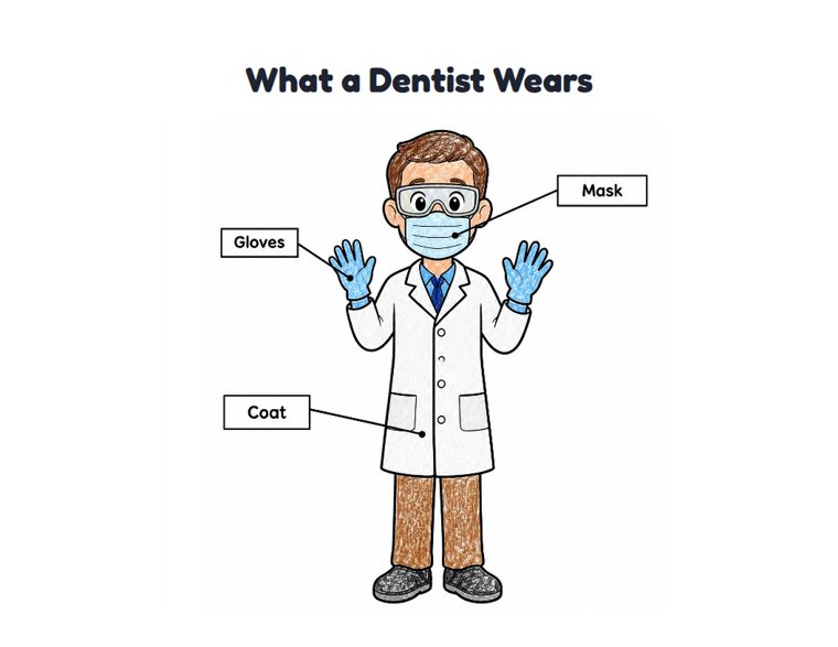 What a Dentist Wears worksheet (Easy, Pre-K–K)