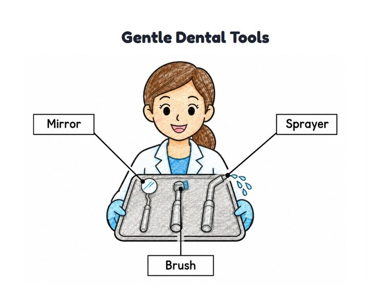 Gentle Dental Tools worksheet (Easy, Pre-K–K)