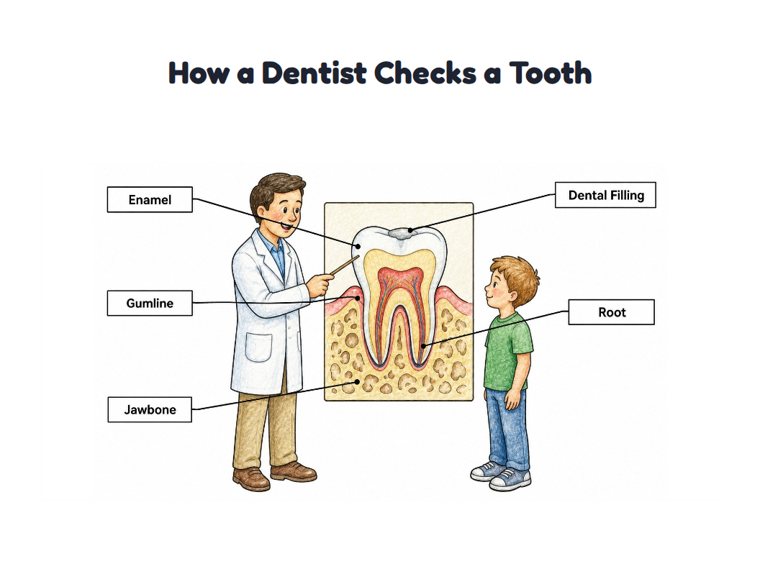 How a Dentist Checks a Tooth worksheet (Hard, Grades 3–4)