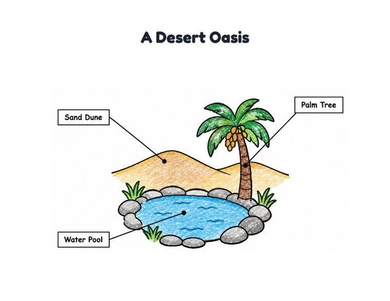 A Desert Oasis worksheet (Easy, Pre-K–K)