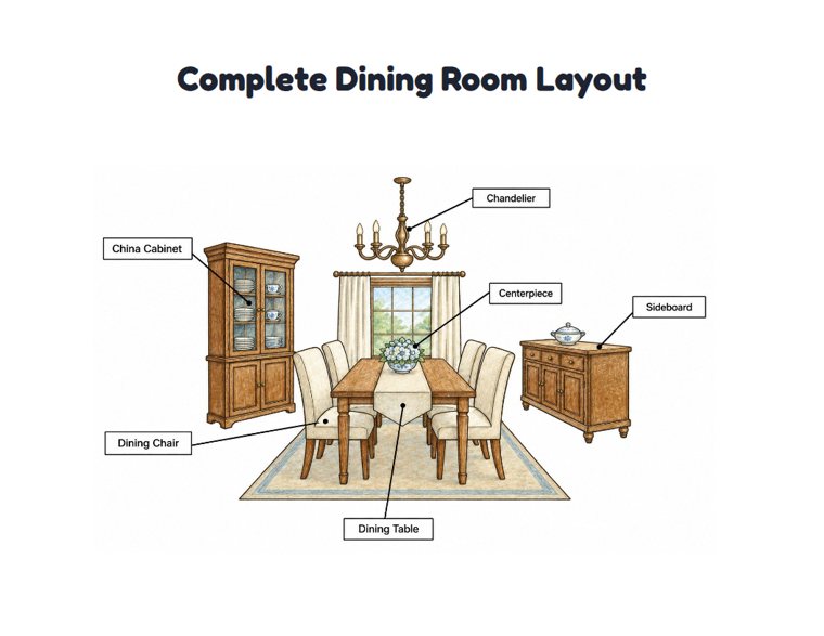 Complete Dining Room Layout worksheet (Hard, Grades 3–4)