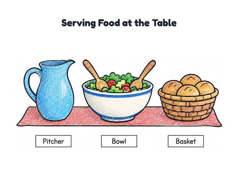 Serving Food at the Table worksheet (Easy, Pre-K–K)