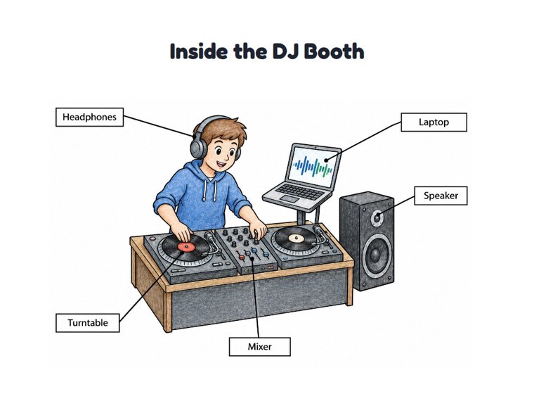 Inside the DJ Booth worksheet (Medium, Grades 1–2)