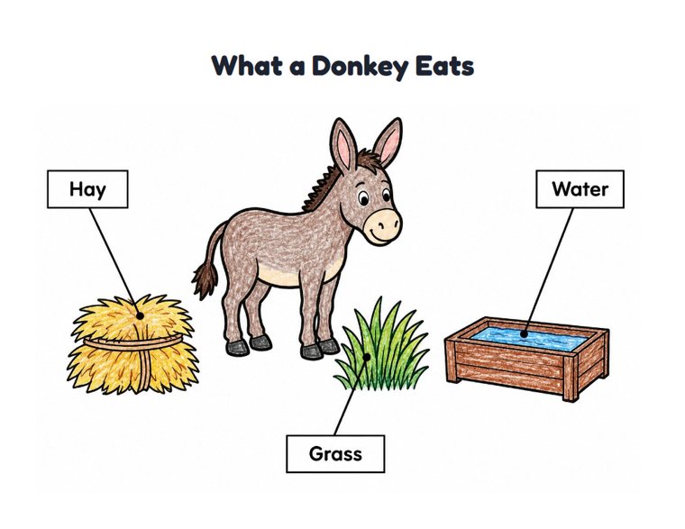 What a Donkey Eats worksheet (Easy, Pre-K–K)