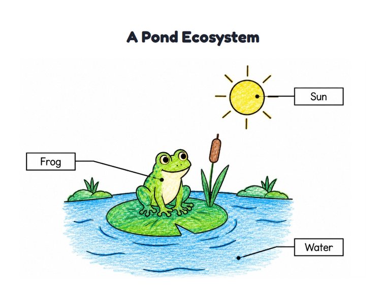 A Pond Ecosystem worksheet (Easy, Pre-K–K)