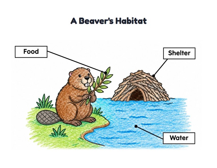 A Beaver's Habitat worksheet (Easy, Pre-K–K)