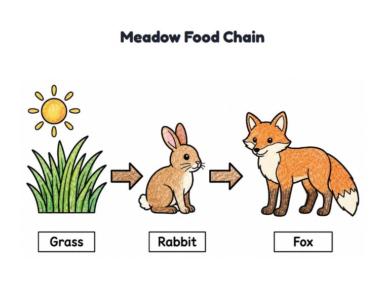 Meadow Food Chain worksheet (Easy, Pre-K–K)