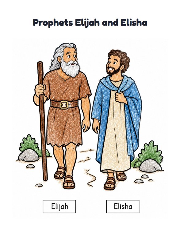 Prophets Elijah and Elisha worksheet (Easy, Pre-K–K)