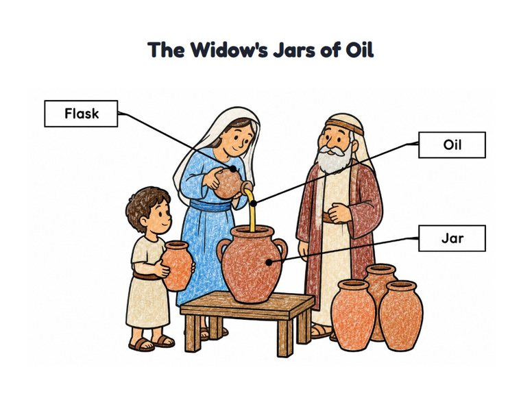 The Widow's Jars of Oil worksheet (Easy, Pre-K–K)