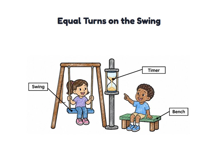 Equal Turns on the Swing worksheet (Easy, Pre-K–K)