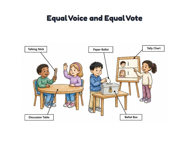 Equal Voice and Equal Vote worksheet (Hard, Grades 3–4)