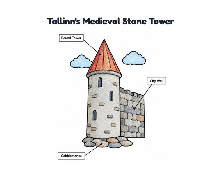 Tallinn's Medieval Stone Tower worksheet (Easy, Pre-K–K)
