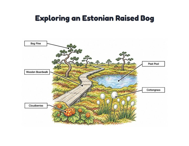 Exploring an Estonian Raised Bog worksheet (Medium, Grades 1–2)